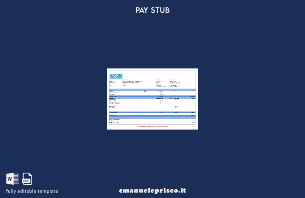 modello di busta paga per servizi aziendali Sykes Asia in stile verificato